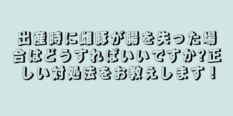 出産時に雌豚が腸を失った場合はどうすればいいですか?正しい対処法をお教えします！