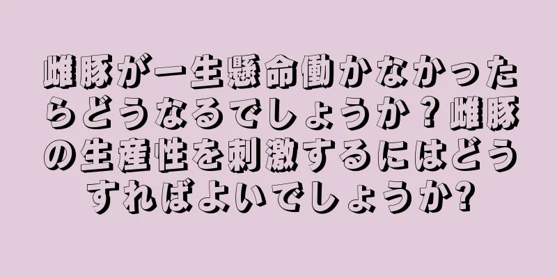 雌豚が一生懸命働かなかったらどうなるでしょうか？雌豚の生産性を刺激するにはどうすればよいでしょうか?