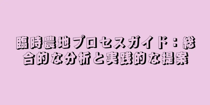 臨時農地プロセスガイド：総合的な分析と実践的な提案