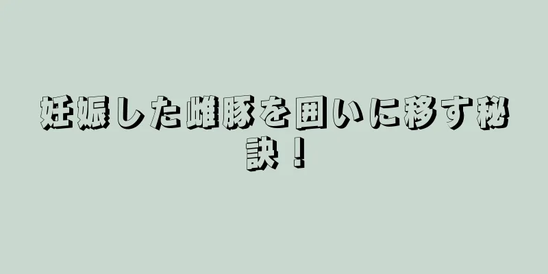 妊娠した雌豚を囲いに移す秘訣！