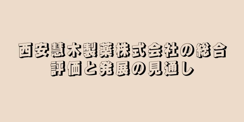 西安慧木製薬株式会社の総合評価と発展の見通し