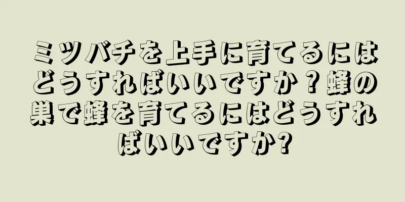 ミツバチを上手に育てるにはどうすればいいですか？蜂の巣で蜂を育てるにはどうすればいいですか?