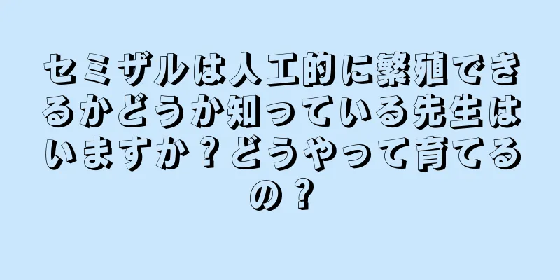 セミザルは人工的に繁殖できるかどうか知っている先生はいますか？どうやって育てるの？