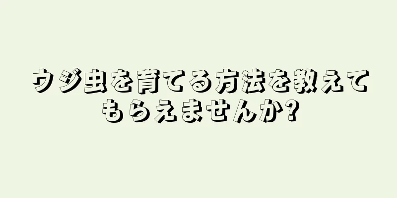 ウジ虫を育てる方法を教えてもらえませんか?