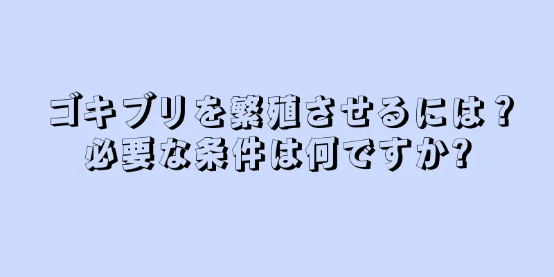 ゴキブリを繁殖させるには？必要な条件は何ですか?