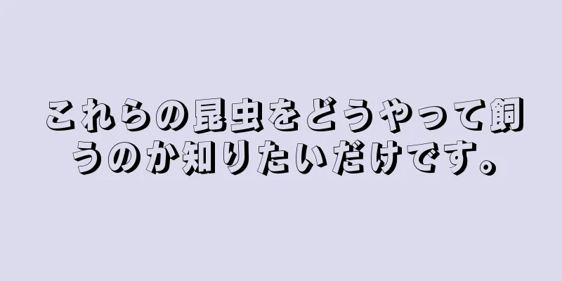 これらの昆虫をどうやって飼うのか知りたいだけです。