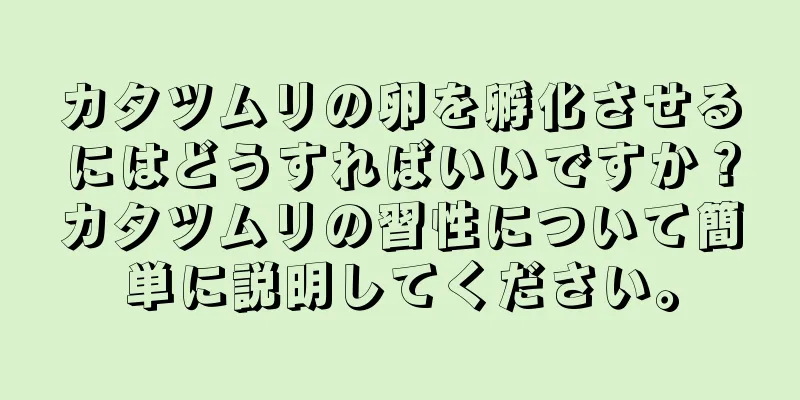 カタツムリの卵を孵化させるにはどうすればいいですか？カタツムリの習性について簡単に説明してください。