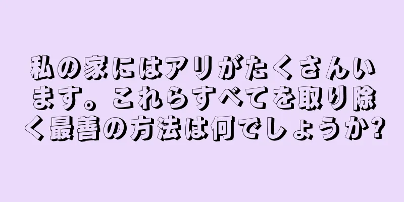 私の家にはアリがたくさんいます。これらすべてを取り除く最善の方法は何でしょうか?