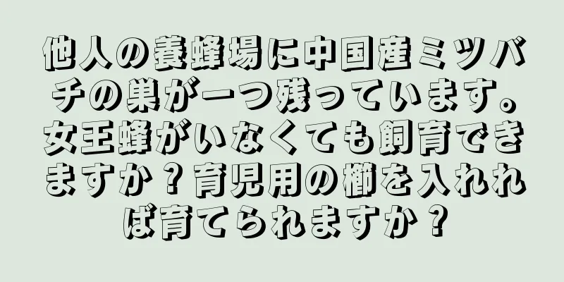 他人の養蜂場に中国産ミツバチの巣が一つ残っています。女王蜂がいなくても飼育できますか？育児用の櫛を入れれば育てられますか？