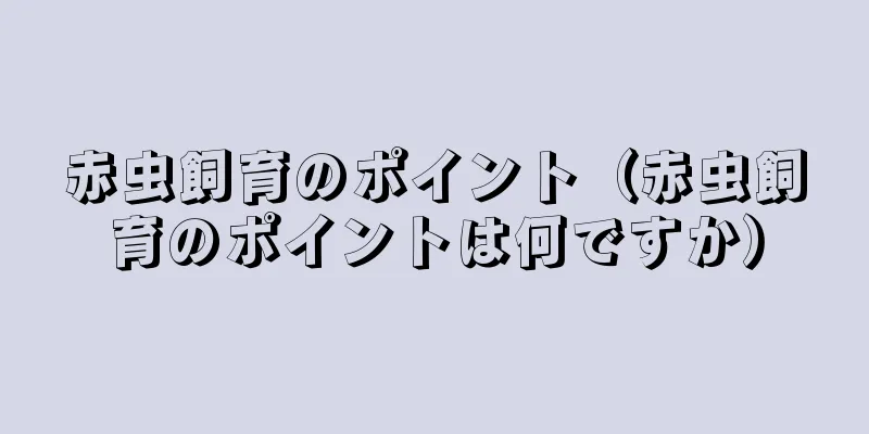 赤虫飼育のポイント（赤虫飼育のポイントは何ですか）