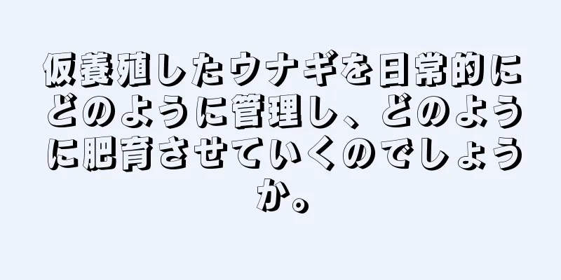仮養殖したウナギを日常的にどのように管理し、どのように肥育させていくのでしょうか。