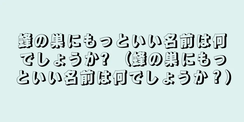 蜂の巣にもっといい名前は何でしょうか? （蜂の巣にもっといい名前は何でしょうか？）