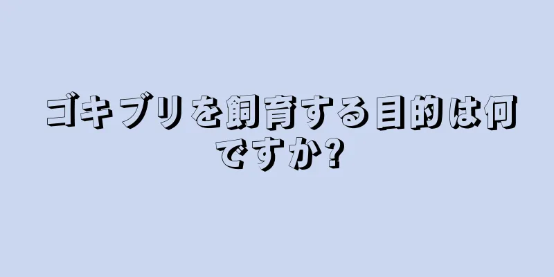 ゴキブリを飼育する目的は何ですか?