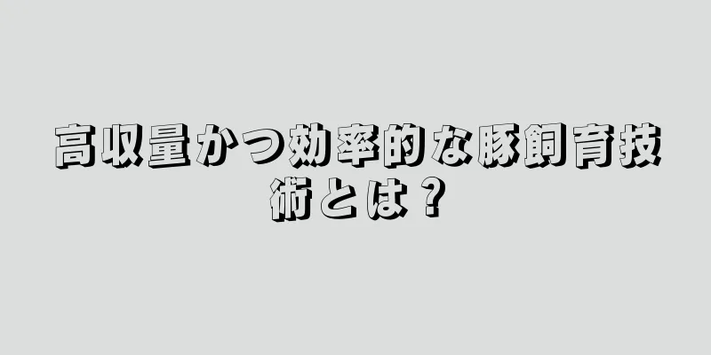 高収量かつ効率的な豚飼育技術とは？