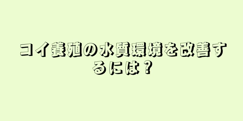 コイ養殖の水質環境を改善するには？