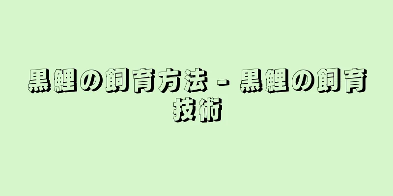 黒鯉の飼育方法 - 黒鯉の飼育技術