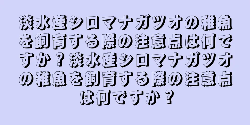 淡水産シロマナガツオの稚魚を飼育する際の注意点は何ですか？淡水産シロマナガツオの稚魚を飼育する際の注意点は何ですか？