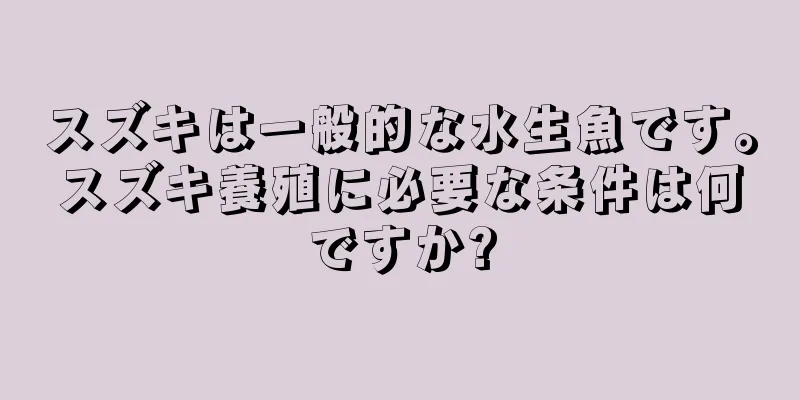 スズキは一般的な水生魚です。スズキ養殖に必要な条件は何ですか?