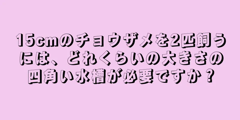 15cmのチョウザメを2匹飼うには、どれくらいの大きさの四角い水槽が必要ですか？