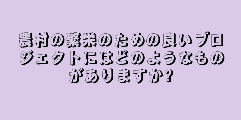 農村の繁栄のための良いプロジェクトにはどのようなものがありますか?