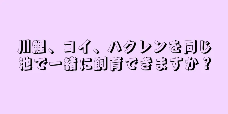 川鯉、コイ、ハクレンを同じ池で一緒に飼育できますか？
