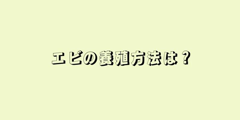 エビの養殖方法は？