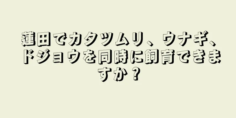 蓮田でカタツムリ、ウナギ、ドジョウを同時に飼育できますか？