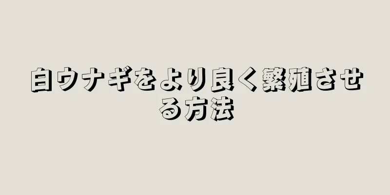 白ウナギをより良く繁殖させる方法