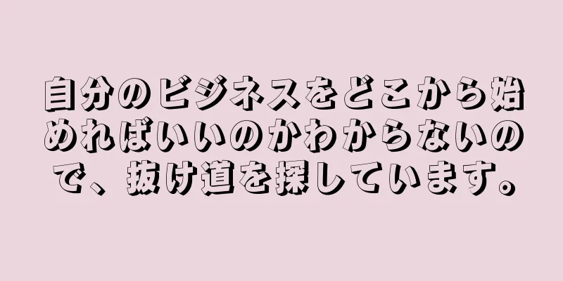 自分のビジネスをどこから始めればいいのかわからないので、抜け道を探しています。