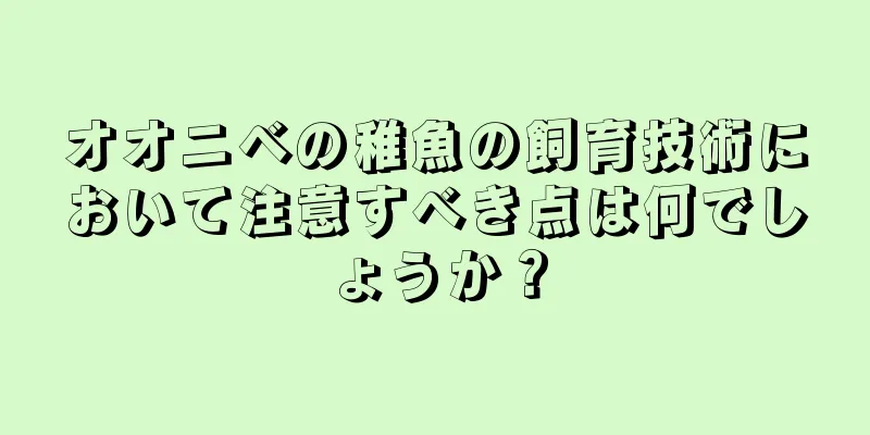 オオニベの稚魚の飼育技術において注意すべき点は何でしょうか？