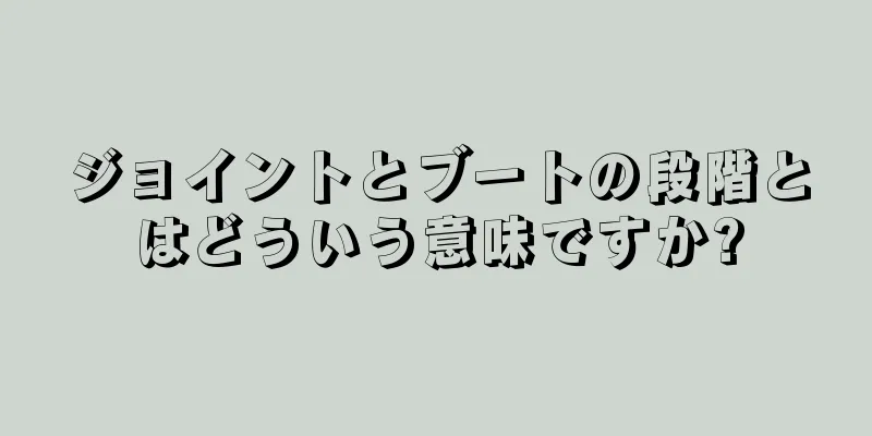 ジョイントとブートの段階とはどういう意味ですか?