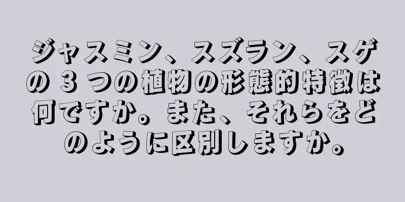 ジャスミン、スズラン、スゲの 3 つの植物の形態的特徴は何ですか。また、それらをどのように区別しますか。