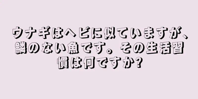 ウナギはヘビに似ていますが、鱗のない魚です。その生活習慣は何ですか?