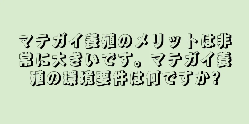 マテガイ養殖のメリットは非常に大きいです。マテガイ養殖の環境要件は何ですか?
