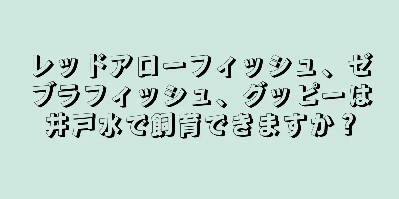 レッドアローフィッシュ、ゼブラフィッシュ、グッピーは井戸水で飼育できますか？
