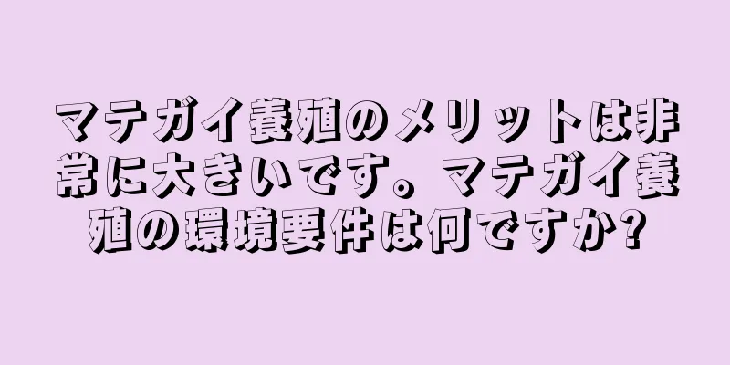 マテガイ養殖のメリットは非常に大きいです。マテガイ養殖の環境要件は何ですか?