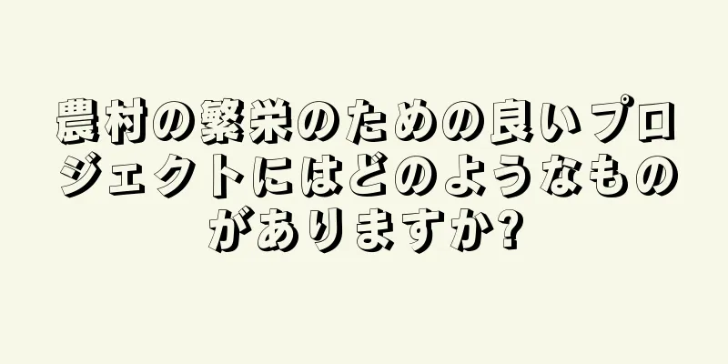 農村の繁栄のための良いプロジェクトにはどのようなものがありますか?