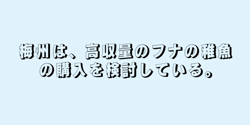 梅州は、高収量のフナの稚魚の購入を検討している。