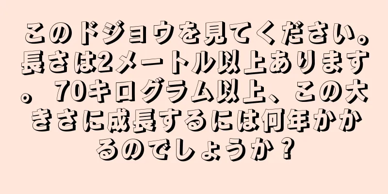 このドジョウを見てください。長さは2メートル以上あります。 70キログラム以上、この大きさに成長するには何年かかるのでしょうか？