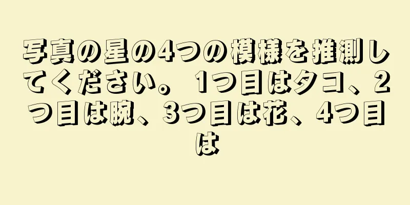 写真の星の4つの模様を推測してください。 1つ目はタコ、2つ目は腕、3つ目は花、4つ目は