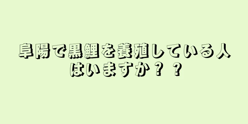 阜陽で黒鯉を養殖している人はいますか？ ?