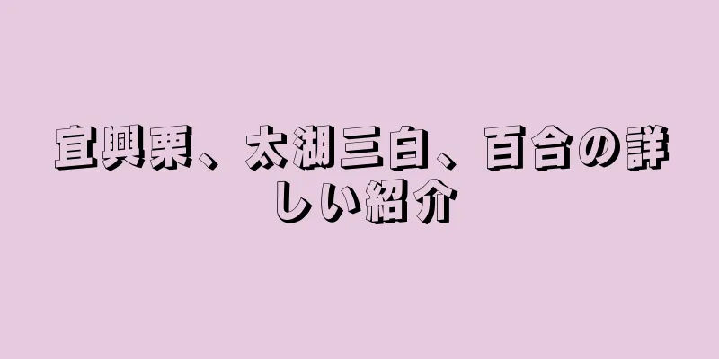 宜興栗、太湖三白、百合の詳しい紹介