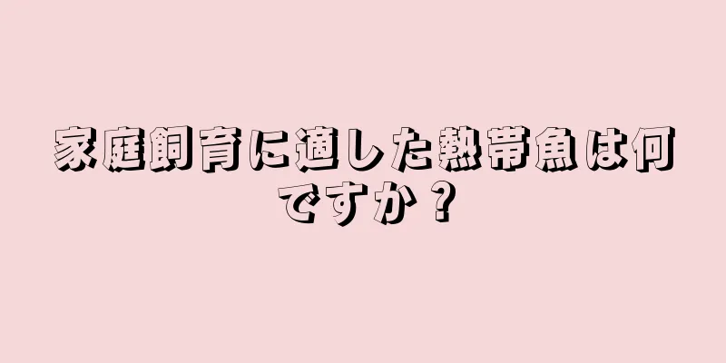家庭飼育に適した熱帯魚は何ですか？