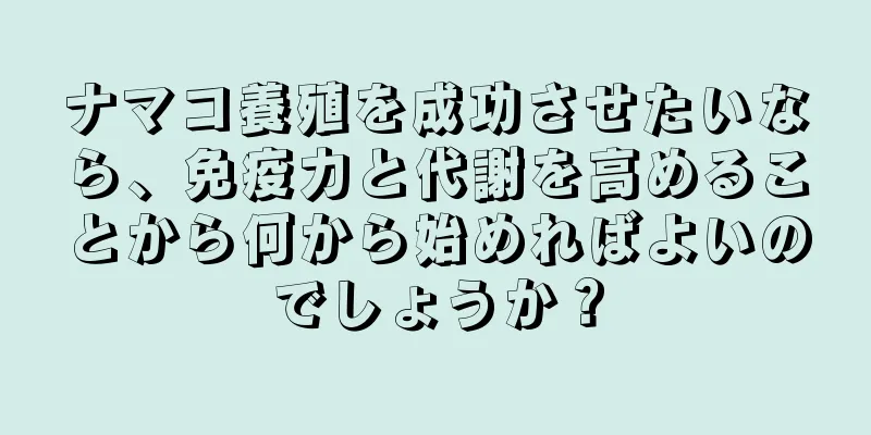 ナマコ養殖を成功させたいなら、免疫力と代謝を高めることから何から始めればよいのでしょうか？