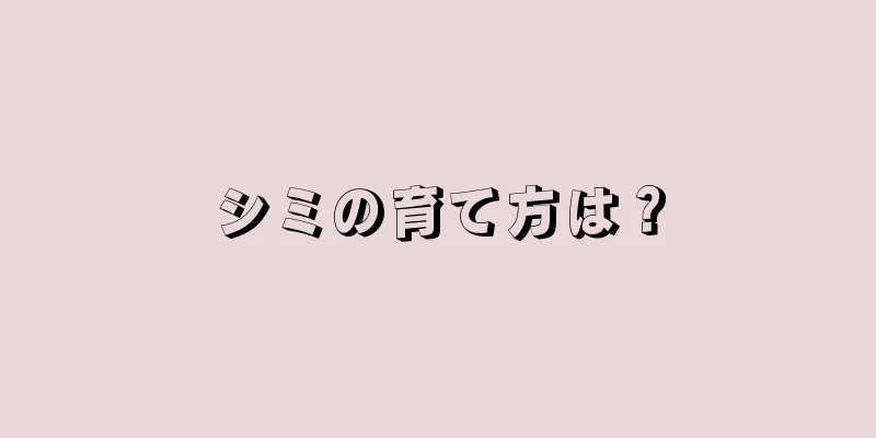シミの育て方は？