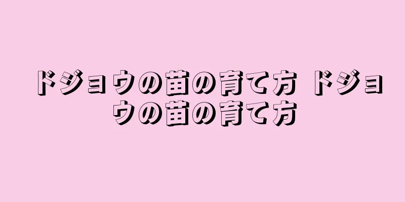 ドジョウの苗の育て方 ドジョウの苗の育て方