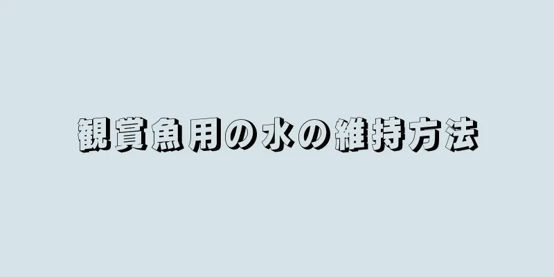 観賞魚用の水の維持方法