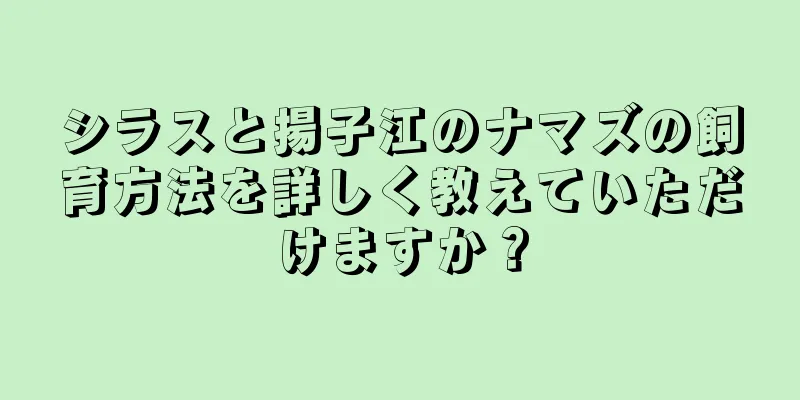 シラスと揚子江のナマズの飼育方法を詳しく教えていただけますか？