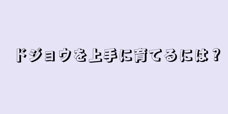 ドジョウを上手に育てるには？