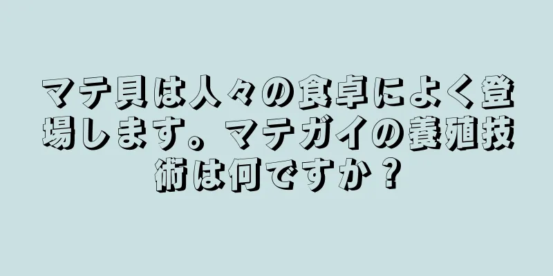 マテ貝は人々の食卓によく登場します。マテガイの養殖技術は何ですか？